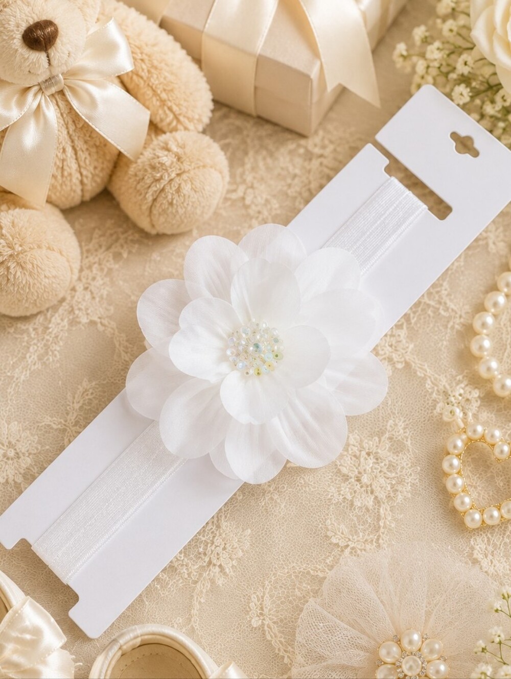 Shimmy Shimmy White Flower Headband Baby Toddler Boutique Hair Accessory NWT